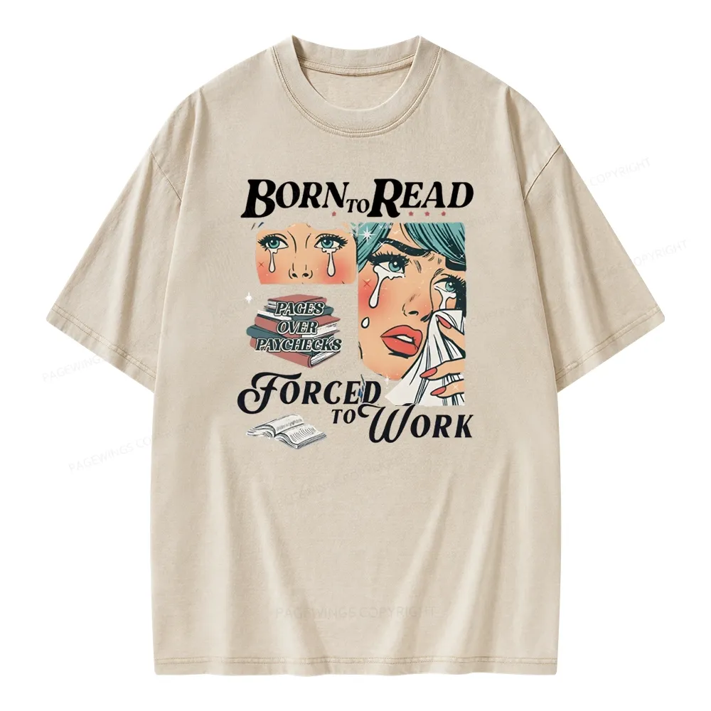 Pagewings Born To Read Bookish Unisex Washed T-shirt