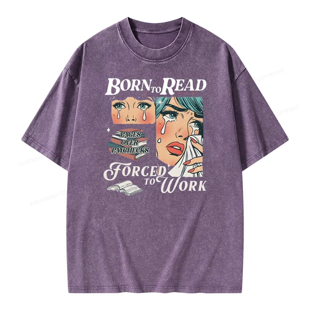 Pagewings Born To Read Bookish Unisex Washed T-shirt