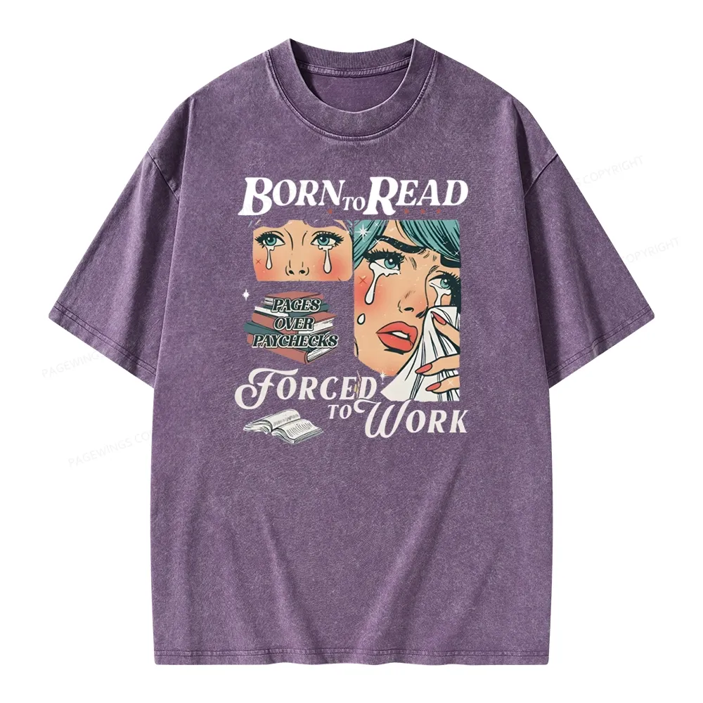 Pagewings Born To Read Bookish Unisex Washed T-shirt