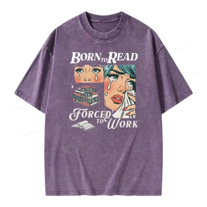 Pagewings Born To Read Bookish Unisex Washed T-shirt