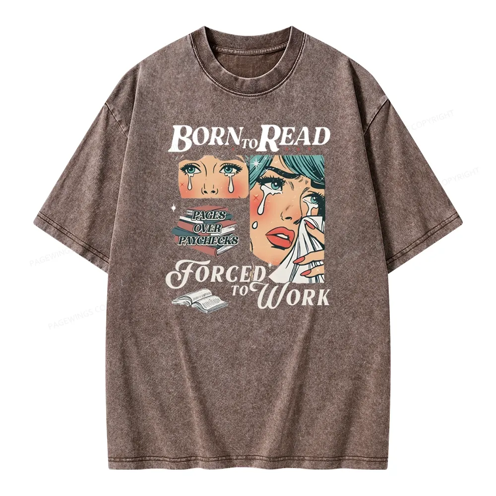 Pagewings Born To Read Bookish Unisex Washed T-shirt