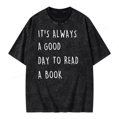 Pagewings It's Always A Good Day To Read A Book Unisex Washed T-shirt