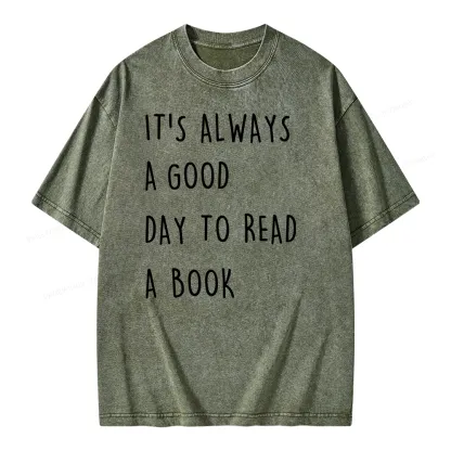 Pagewings It's Always A Good Day To Read A Book Unisex Washed T-shirt