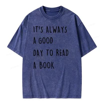Pagewings It's Always A Good Day To Read A Book Unisex Washed T-shirt