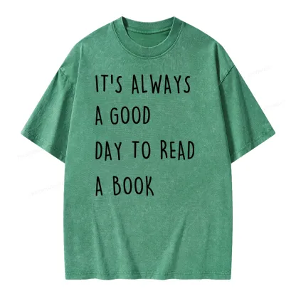 Pagewings It's Always A Good Day To Read A Book Unisex Washed T-shirt