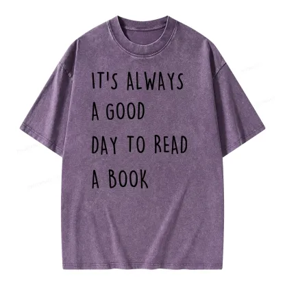 Pagewings It's Always A Good Day To Read A Book Unisex Washed T-shirt