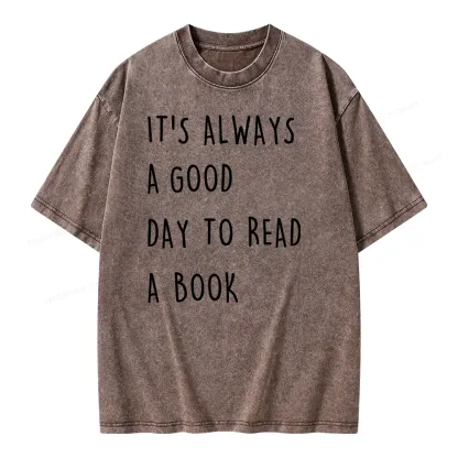 Pagewings It's Always A Good Day To Read A Book Unisex Washed T-shirt