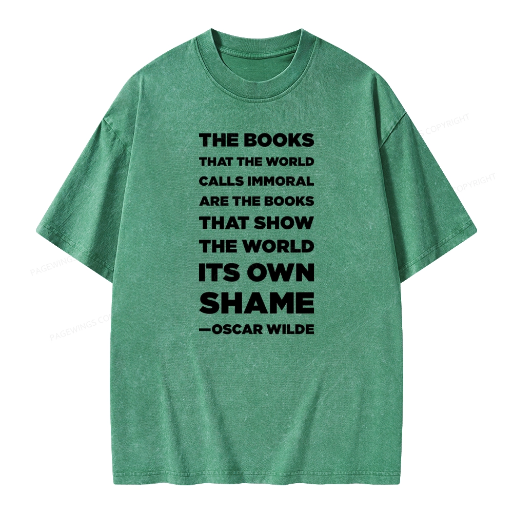 Pagewings Immoral Books Show The World Its Shame Unisex Washed T-shirt