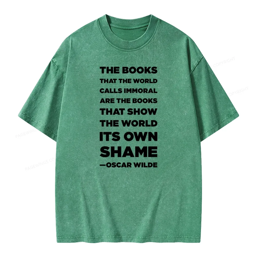 Pagewings Immoral Books Show The World Its Shame Unisex Washed T-shirt