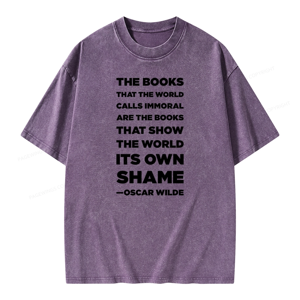 Pagewings Immoral Books Show The World Its Shame Unisex Washed T-shirt