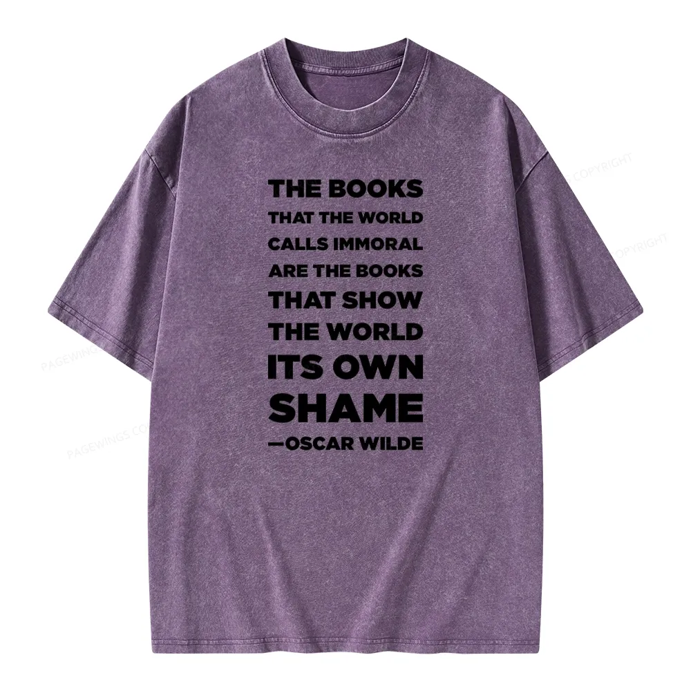 Pagewings Immoral Books Show The World Its Shame Unisex Washed T-shirt