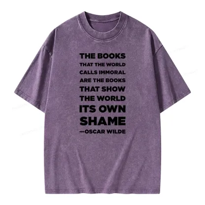 Pagewings Immoral Books Show The World Its Shame Unisex Washed T-shirt