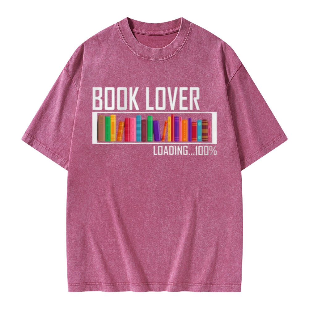 Pagewings Loading Book Lover 100% Unisex Washed T-shirt