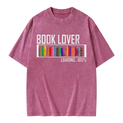 Pagewings Loading Book Lover 100% Unisex Washed T-shirt