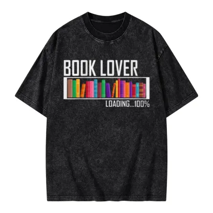 Pagewings Loading Book Lover 100% Unisex Washed T-shirt