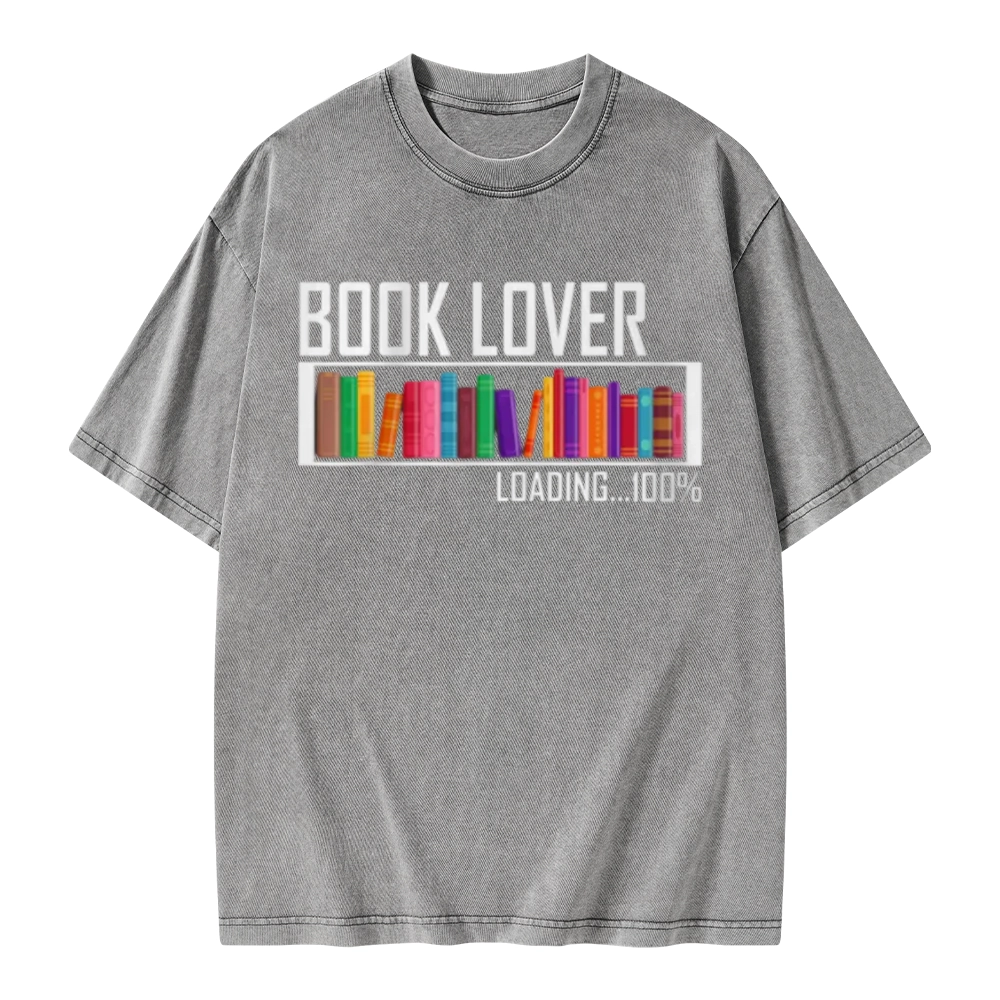 Pagewings Loading Book Lover 100% Unisex Washed T-shirt
