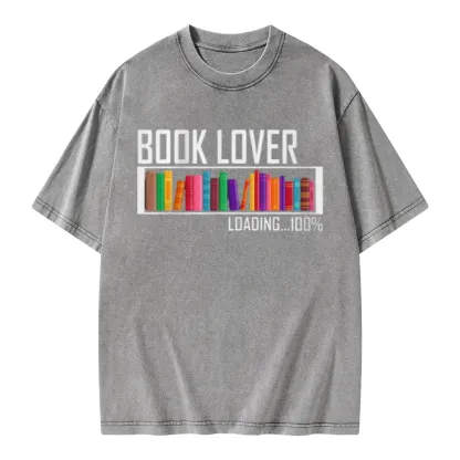 Pagewings Loading Book Lover 100% Unisex Washed T-shirt