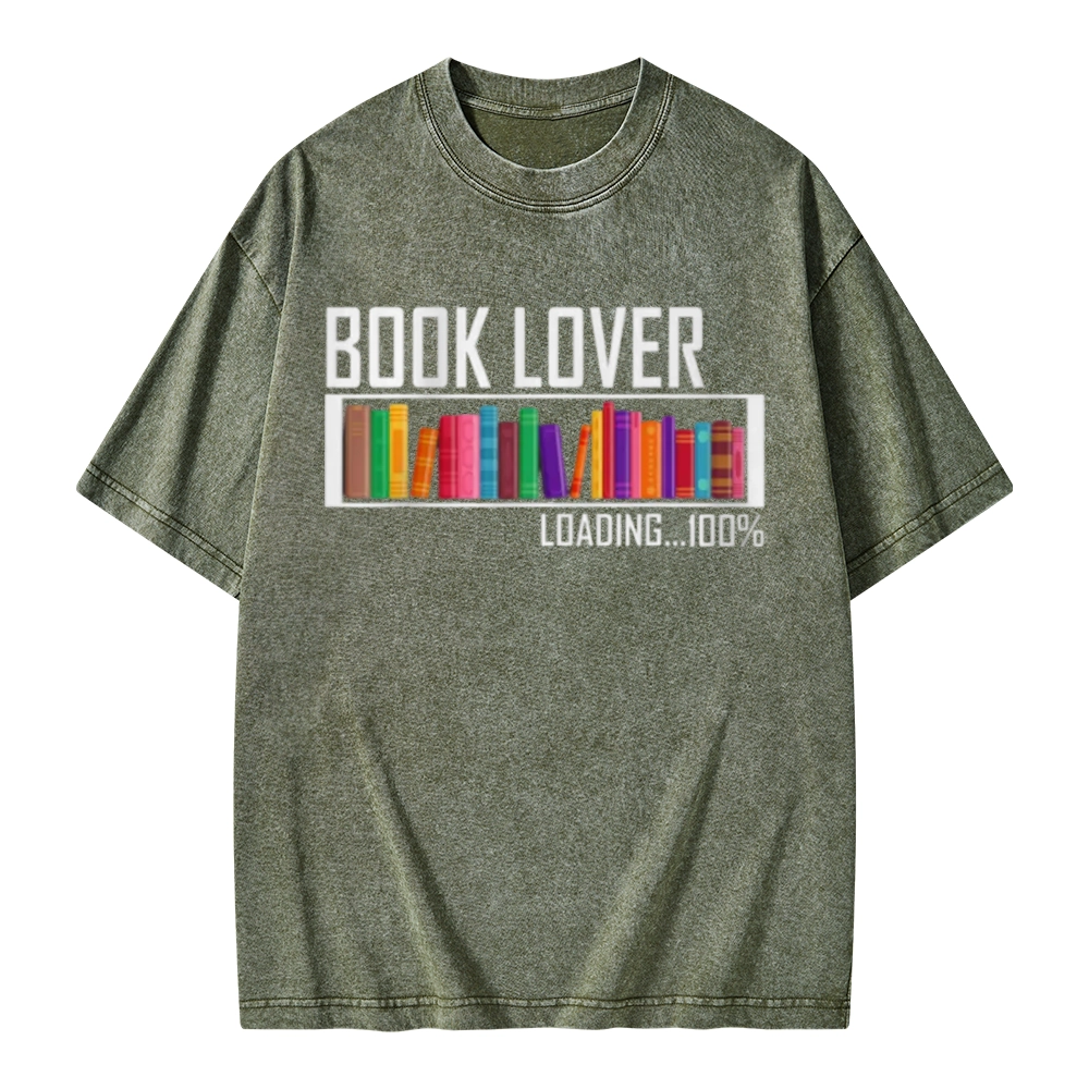 Pagewings Loading Book Lover 100% Unisex Washed T-shirt