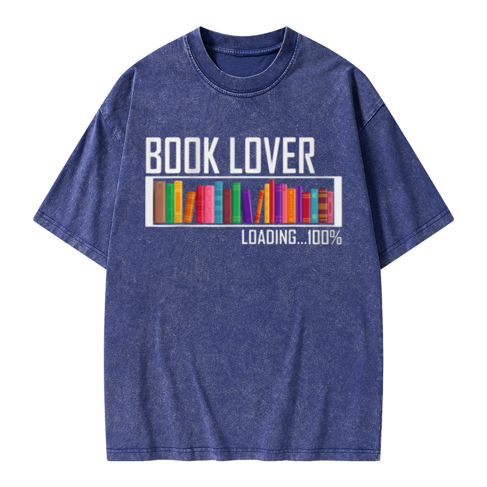 Pagewings Loading Book Lover 100% Unisex Washed T-shirt