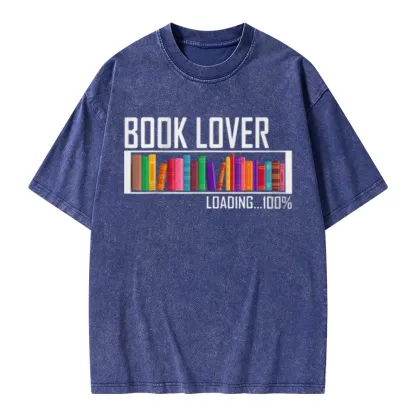 Pagewings Loading Book Lover 100% Unisex Washed T-shirt