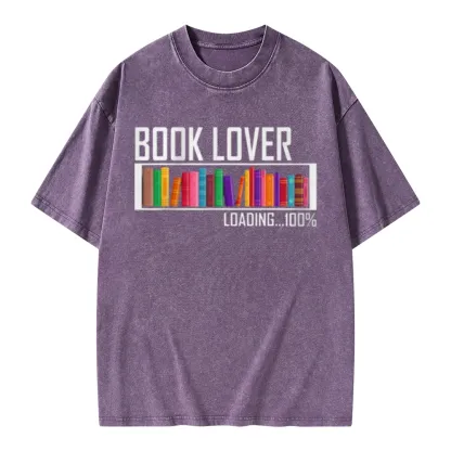 Pagewings Loading Book Lover 100% Unisex Washed T-shirt