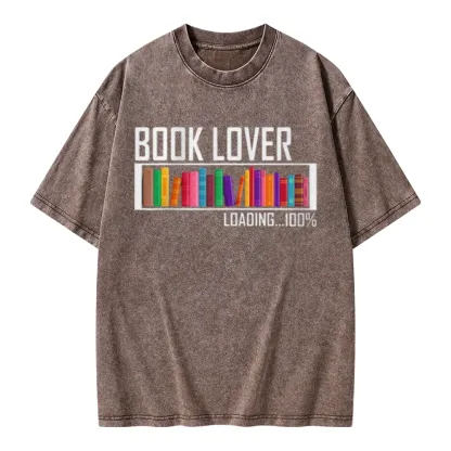 Pagewings Loading Book Lover 100% Unisex Washed T-shirt