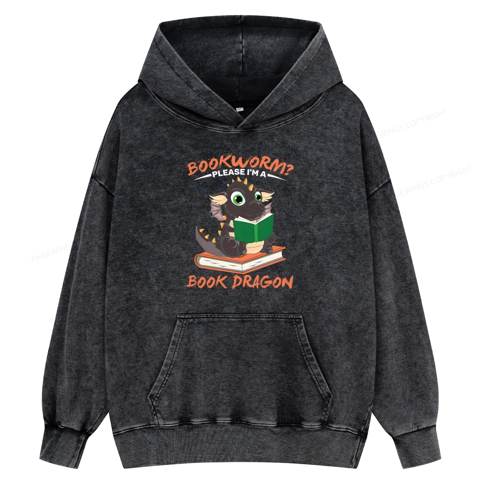 Pagewings Book Dragon Unisex  Washed Hoodie