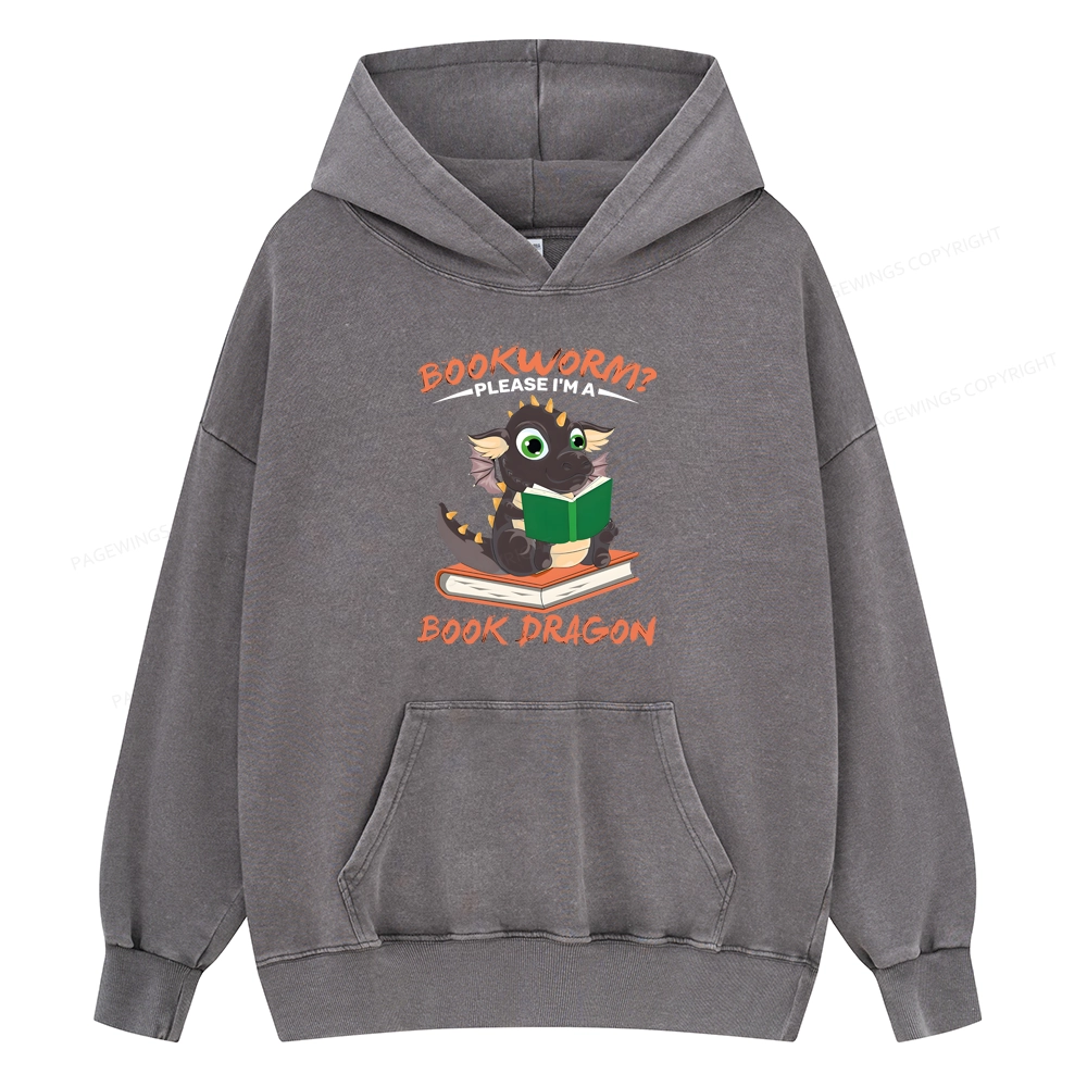 Pagewings Book Dragon Unisex  Washed Hoodie