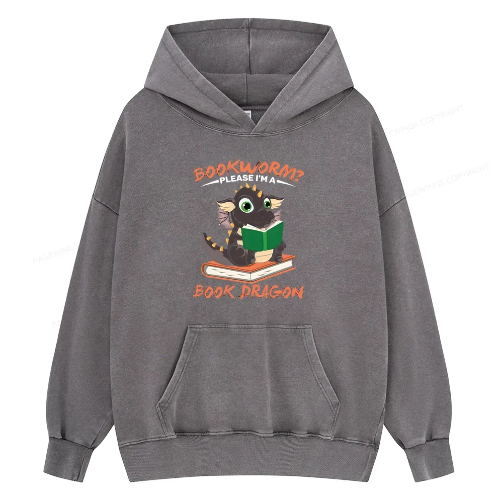 Pagewings Book Dragon Unisex  Washed Hoodie