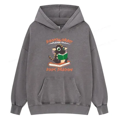 Pagewings Book Dragon Unisex  Washed Hoodie