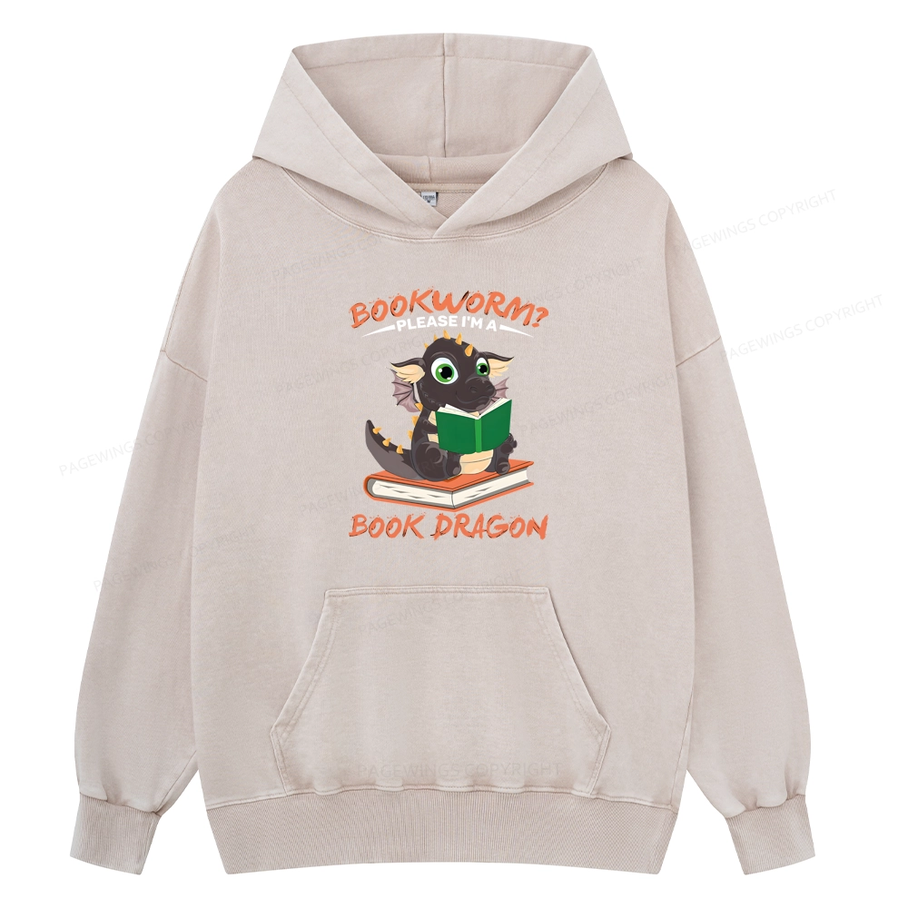 Pagewings Book Dragon Unisex  Washed Hoodie