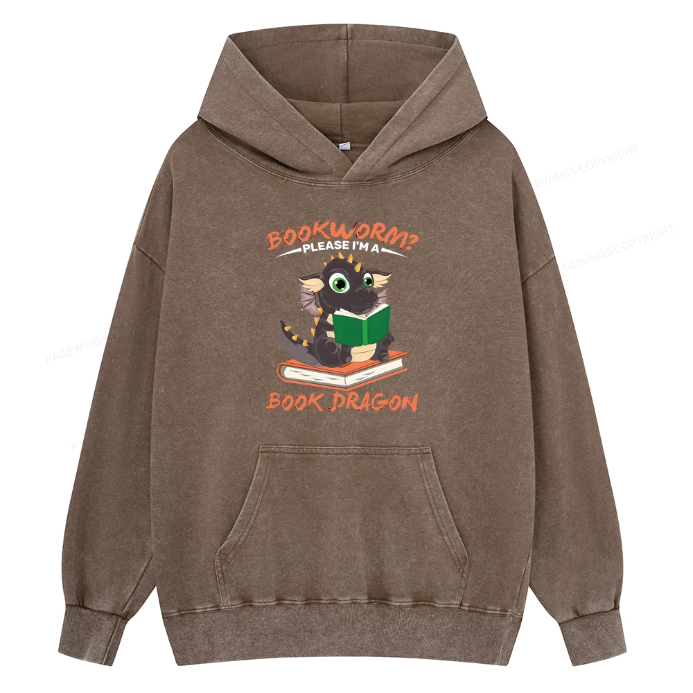 Pagewings Book Dragon Unisex  Washed Hoodie