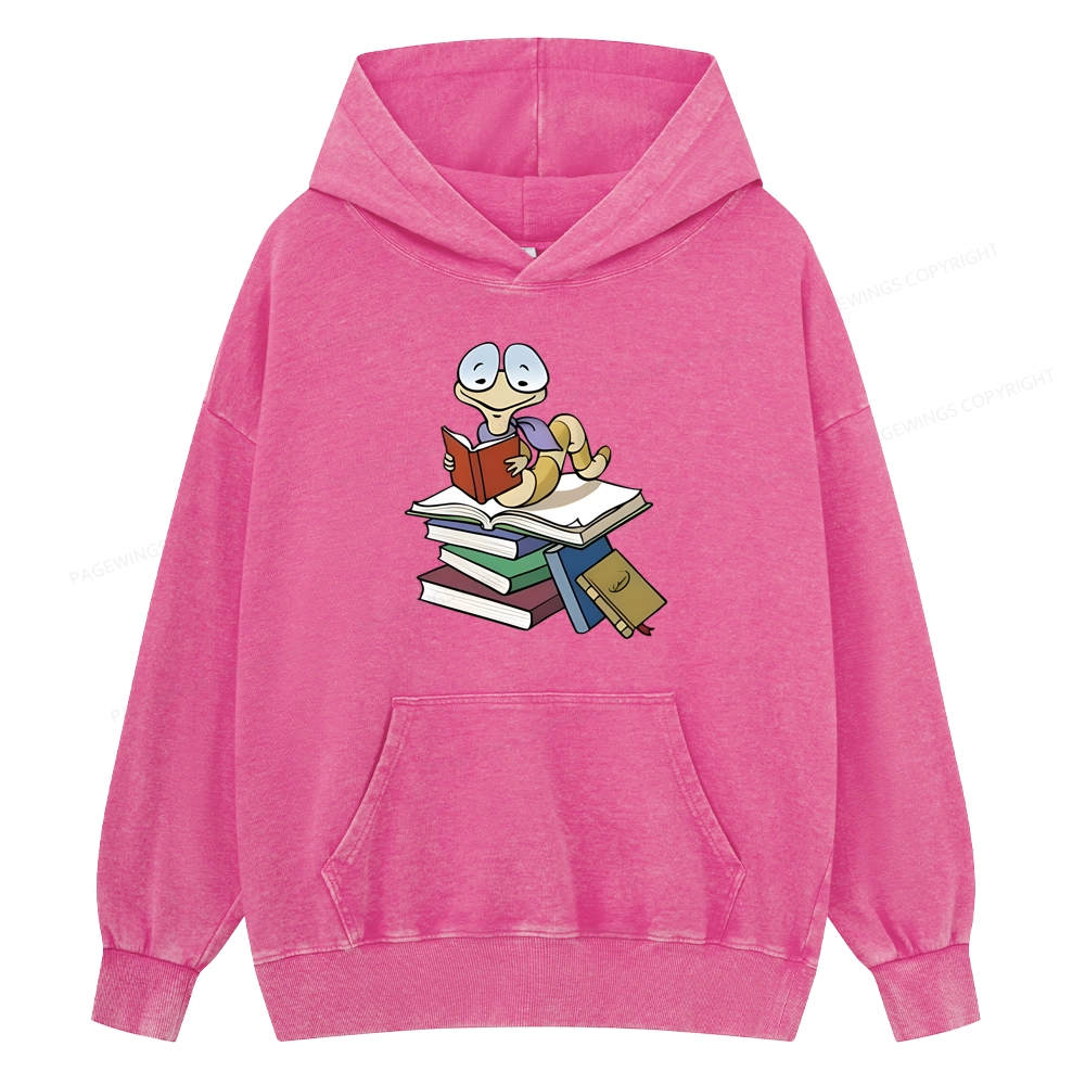 Pagewings Reading Snail and Book Unisex Washed Hoodie