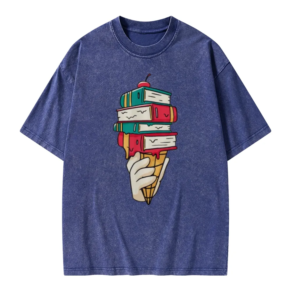 Pagewings Book Ice Cream Unisex Washed T-shirt