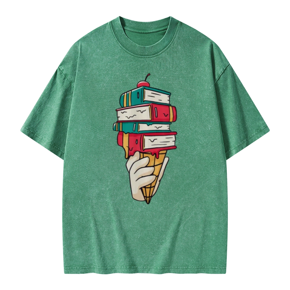Pagewings Book Ice Cream Unisex Washed T-shirt