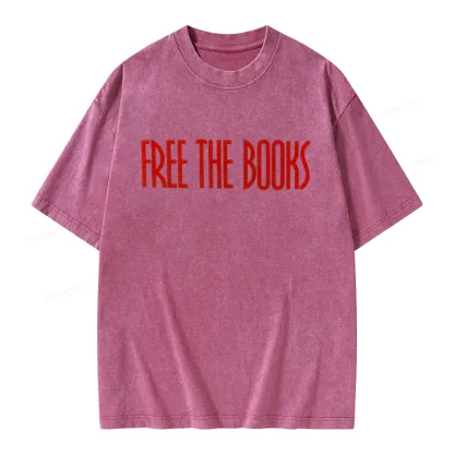 Pagewings Free The Books Unisex Washed T-shirt