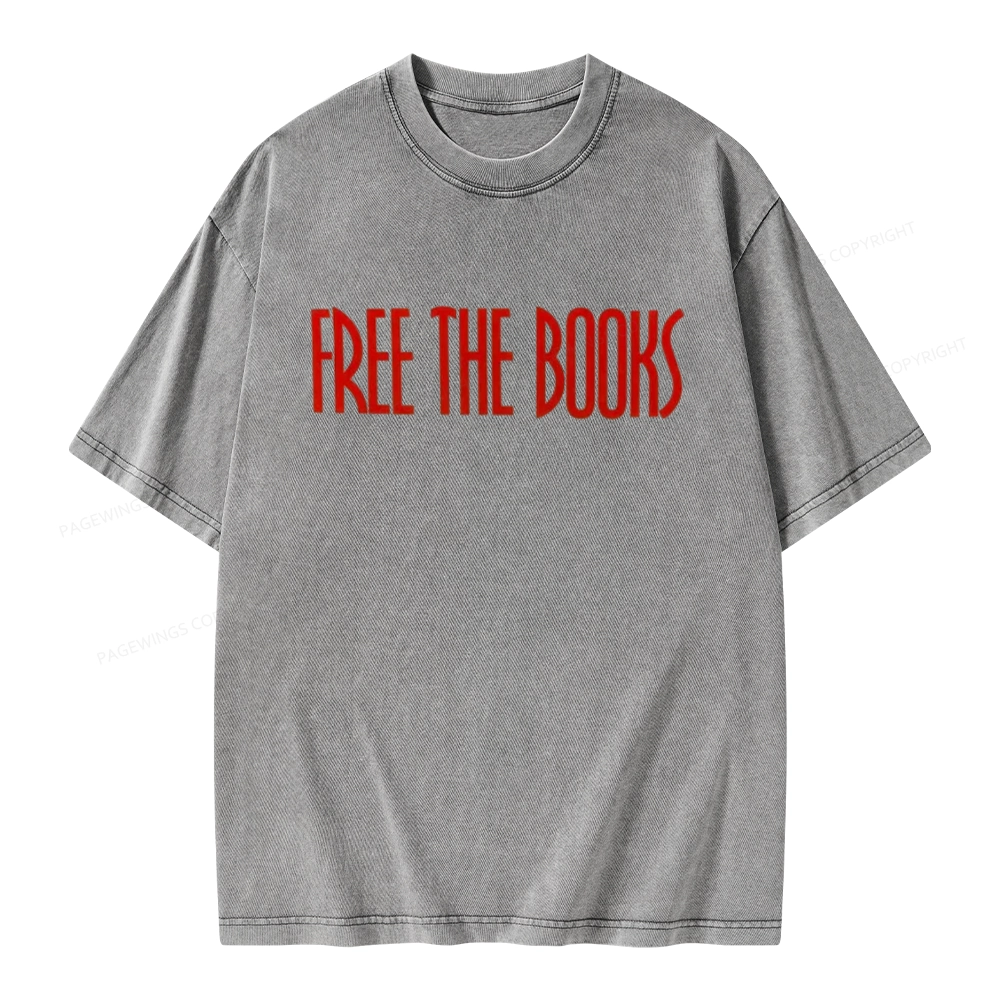Pagewings Free The Books Unisex Washed T-shirt