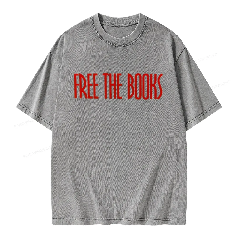 Pagewings Free The Books Unisex Washed T-shirt