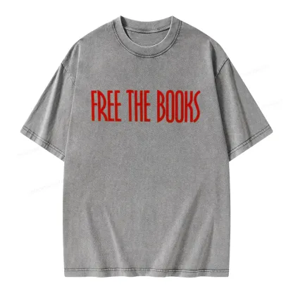 Pagewings Free The Books Unisex Washed T-shirt
