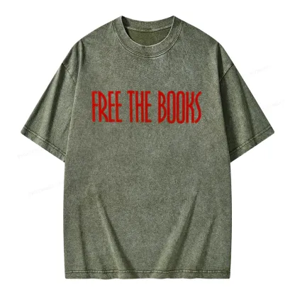 Pagewings Free The Books Unisex Washed T-shirt