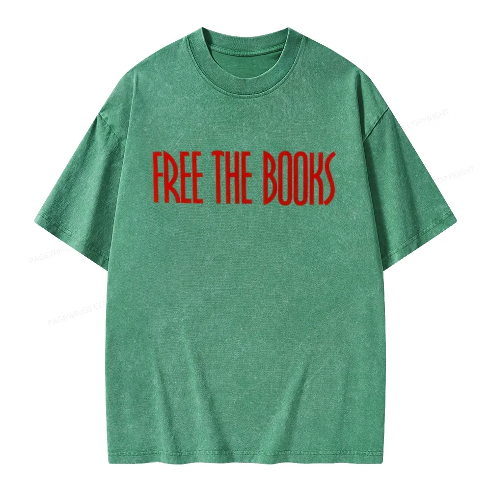 Pagewings Free The Books Unisex Washed T-shirt