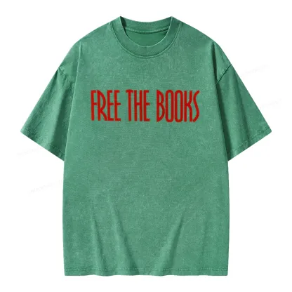 Pagewings Free The Books Unisex Washed T-shirt