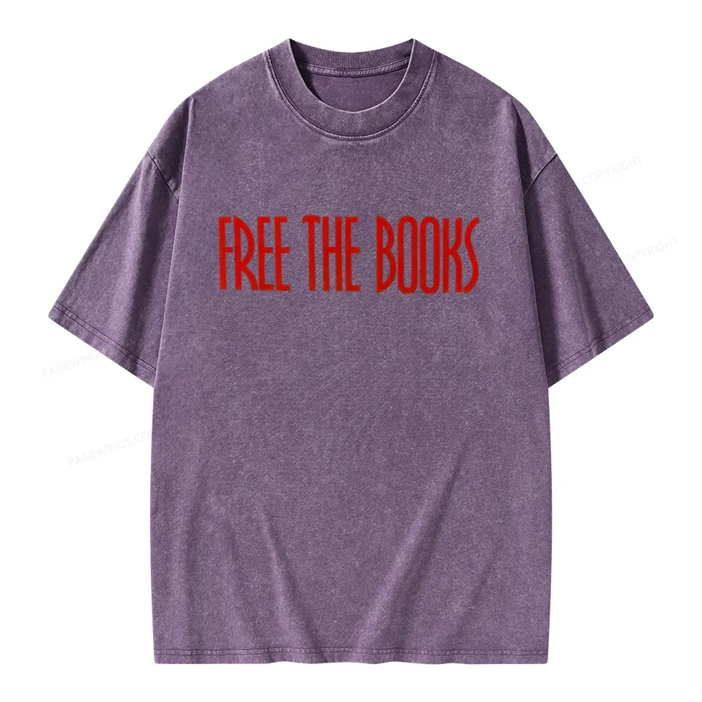 Pagewings Free The Books Unisex Washed T-shirt