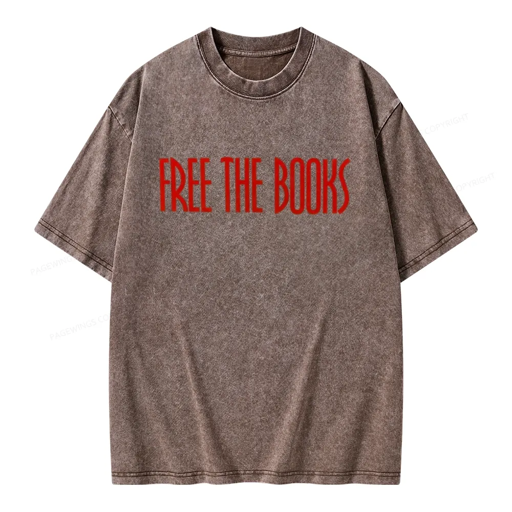 Pagewings Free The Books Unisex Washed T-shirt