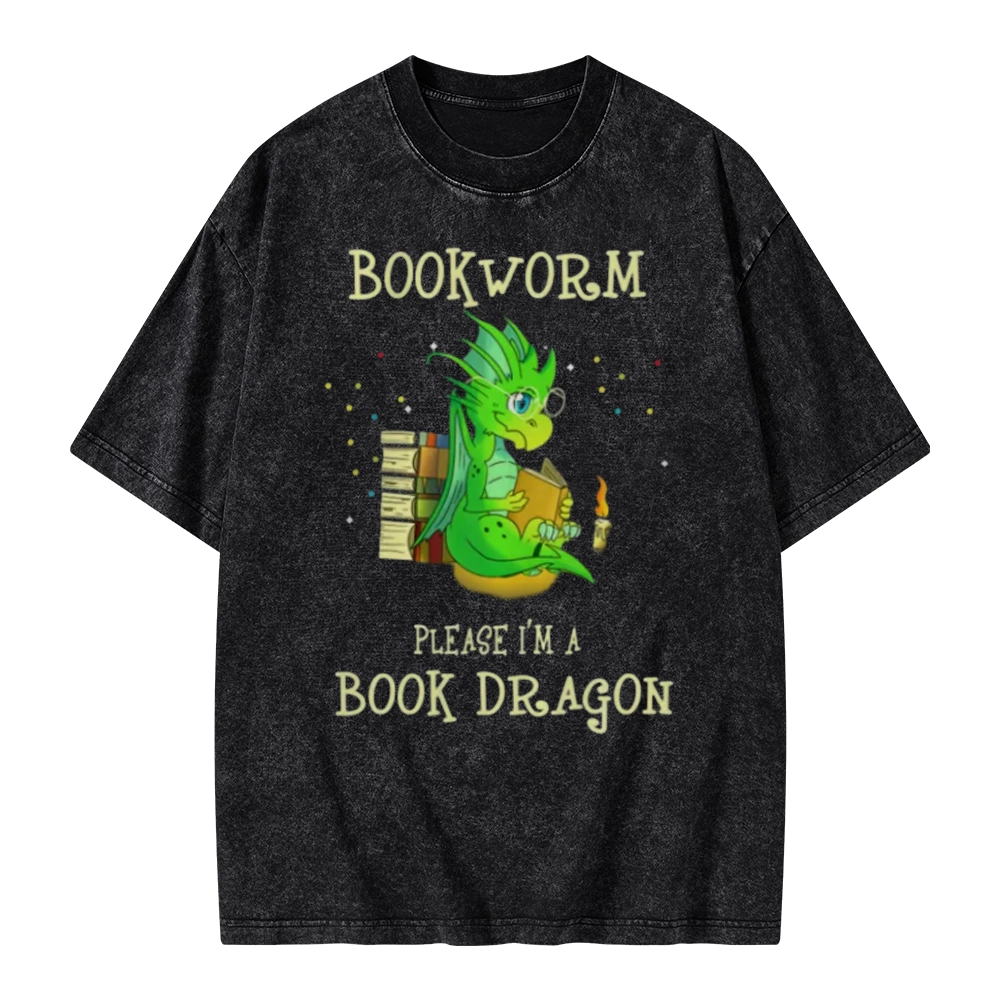 Pagewings Bookworm Please I'm A Book Dragon Unisex Washed T-shirt