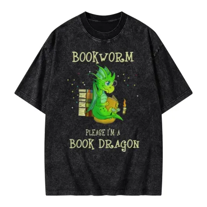 Pagewings Bookworm Please I'm A Book Dragon Unisex Washed T-shirt