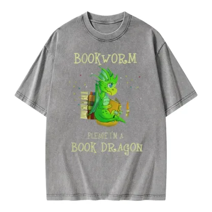 Pagewings Bookworm Please I'm A Book Dragon Unisex Washed T-shirt