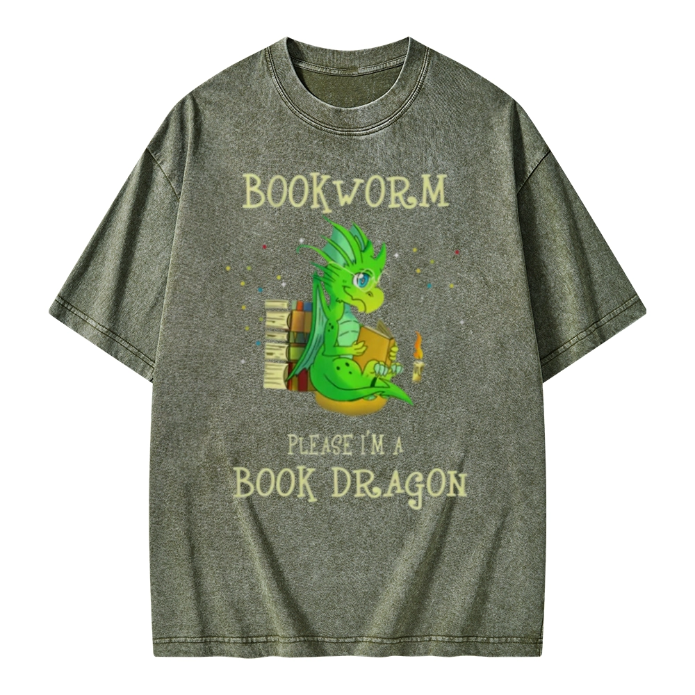 Pagewings Bookworm Please I'm A Book Dragon Unisex Washed T-shirt