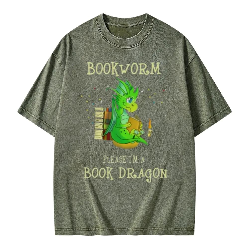 Pagewings Bookworm Please I'm A Book Dragon Unisex Washed T-shirt