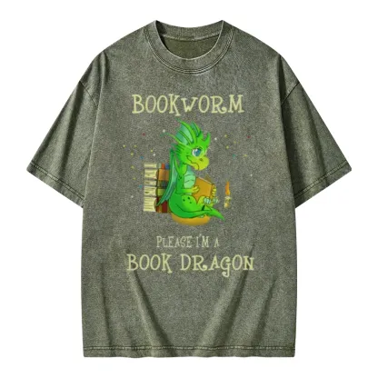 Pagewings Bookworm Please I'm A Book Dragon Unisex Washed T-shirt